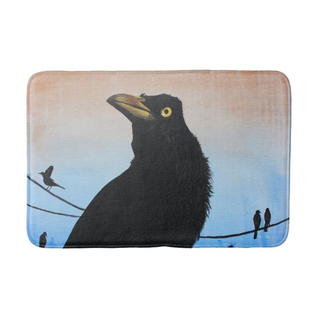 Grackle Austin Texas Bird Nature Wildlife Malerei Badematte (Vorderseite)