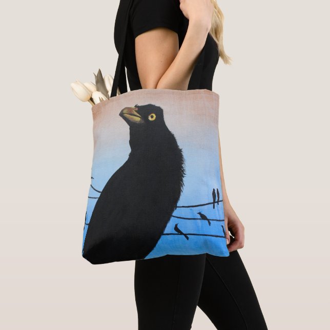 Grackle Austin Texas Black Bird Wildlife Painting (Von Nahem)