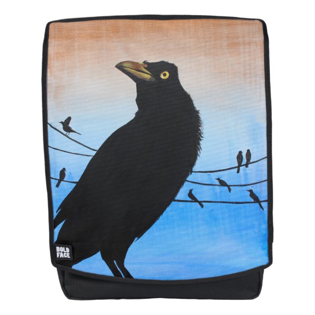 Grackle Austin Texas Black Bird Wildlife Painting Rucksack (Vorderseite)