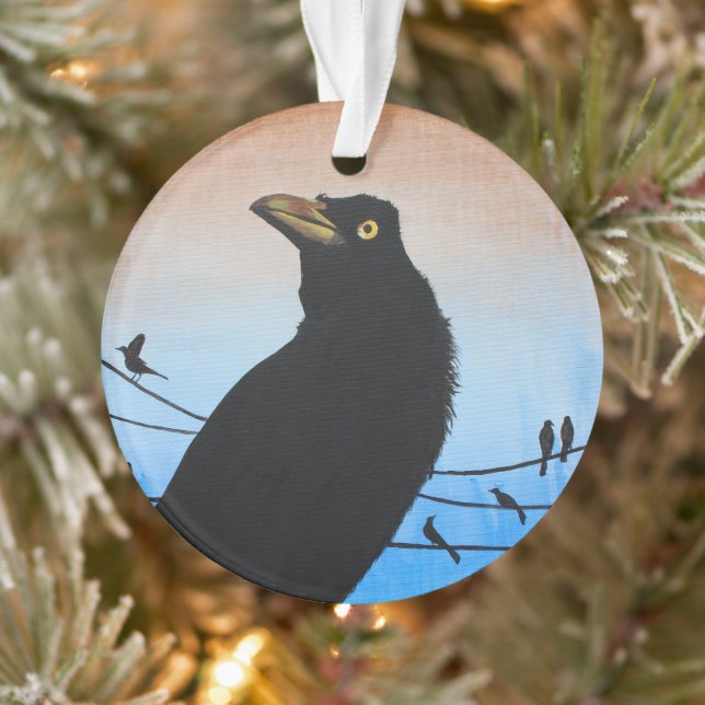 Grackle Austin Texas Vogel-Vogeltier-Malerei Ornament (Baum)