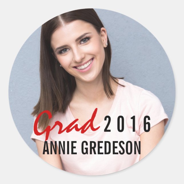 Grad 2016 handgeschriebenes modernes Abschluss Fot Runder Aufkleber (Vorderseite)