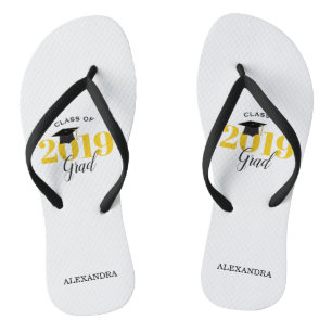 Grad 2019  Gold und Schwarz Flip Flops