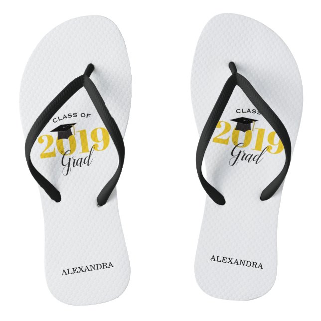 Grad 2019 | Gold und Schwarz Flip Flops (Fußbett)