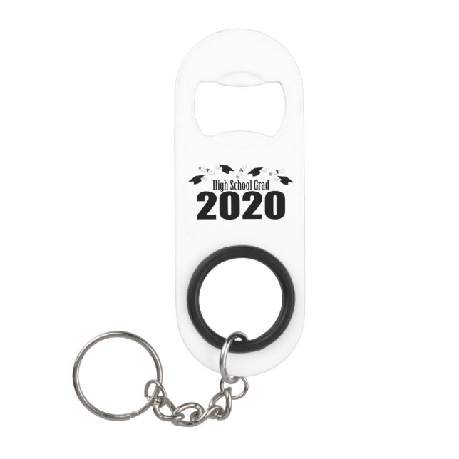 Grad 2020 der Oberschule und Diplome (schwarz) Mini Flaschenöffner (Vorderseite)