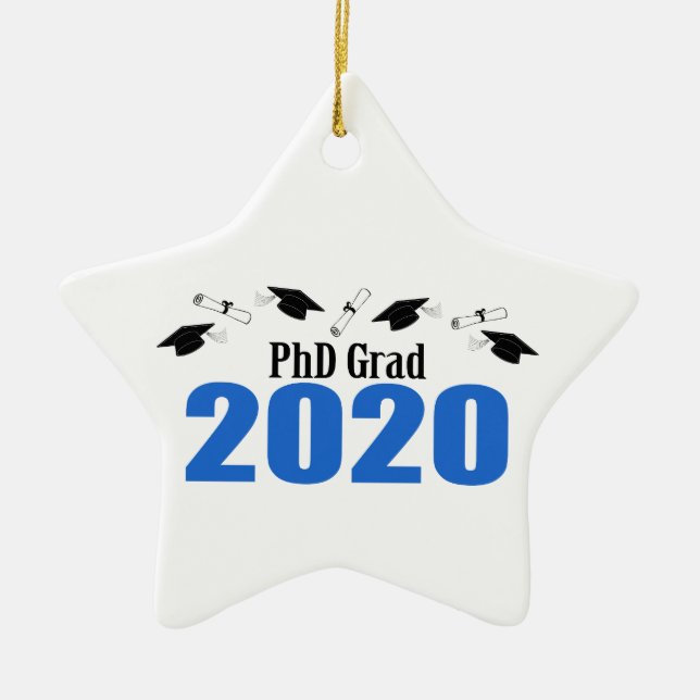 Grad 2020 Karten und Diplome (blau) Keramik Ornament (Vorne)