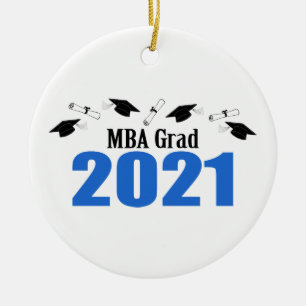 Grad 2021 - Karten und Diplome (blau) Keramik Ornament
