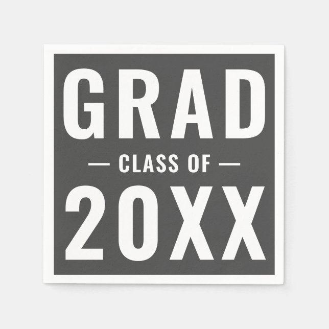 Grad 2023 Holzkohle Grau moderne Typografie Serviette (Vorderseite)