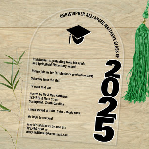 Grad 2025 Arch Typografy any Age Graduation Party Acryleinladungen