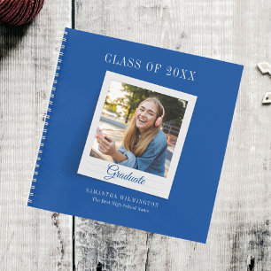 Grad 2025 Foto Blue Script Graduation Party Guest Notizbuch