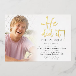 Grad 2025 Foto er tat es Abschluss Gold Folieneinladung