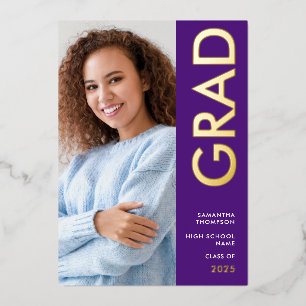 Grad 2025 Foto Lila Gold Real Foil Ankündigung