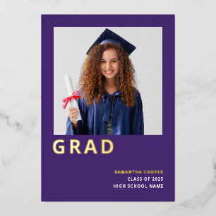 Grad 2025 Lila Bekanntgabe des Real Gold Foil Folieneinladung