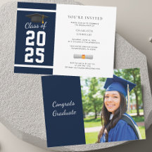 Grad 2025 Navy Blue Foto Graduation Party