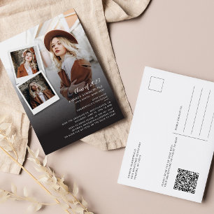 Grad 2025 Open House QR Code 3 Fotos Abschluss Einladungspostkarte