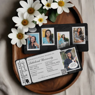 Grad Adventure Awaits Boarding Pass Flugzeug Ticke Einladung