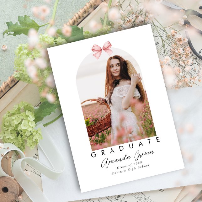 Grad Ankündigung 2025 Rosa Bow Coquette Elegant (Von Creator hochgeladen)