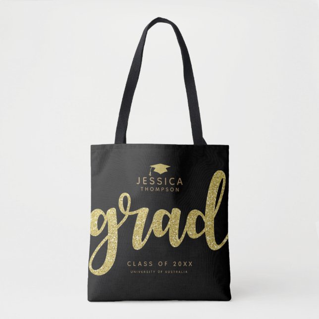 Grad Black & Imitate Gold Glitzer Einfach Elegante (Vorderseite)
