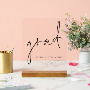 Grad Black Script Abschluss Geschenk Keepake Acrylschild