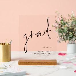 Grad Black Script Willkommen zur Graduierungsparte Acrylschild