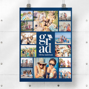 Grad Blue Multiple Foto Collage Erinnerungen Poster
