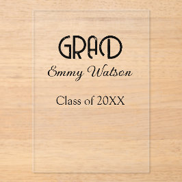Grad bold letter graduation name class of 20XX sim Acryleinladungen