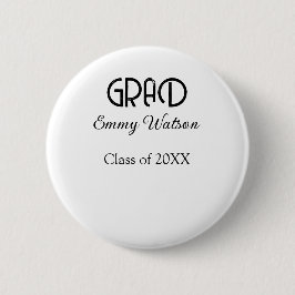 Grad bold letter graduation name class of 20XX sim Button