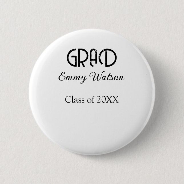 Grad bold letter graduation name class of 20XX sim Button (Vorderseite)