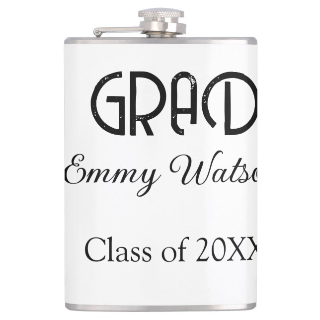 Grad bold letter graduation name class of 20XX sim Flachmann (Vorderseite)
