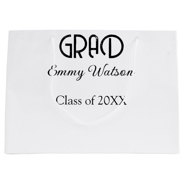 Grad bold letter graduation name class of 20XX sim Große Geschenktüte (Vorderseite)