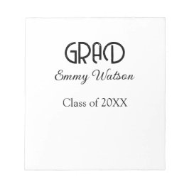 Grad bold letter graduation name class of 20XX sim Notizblock