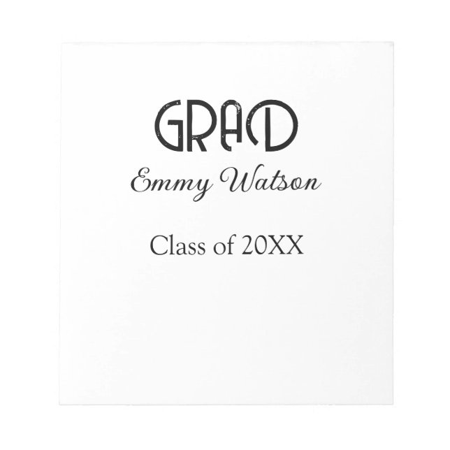 Grad bold letter graduation name class of 20XX sim Notizblock (Vorderseite)