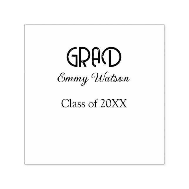 Grad bold letter graduation name class of 20XX sim Permastempel (Design)