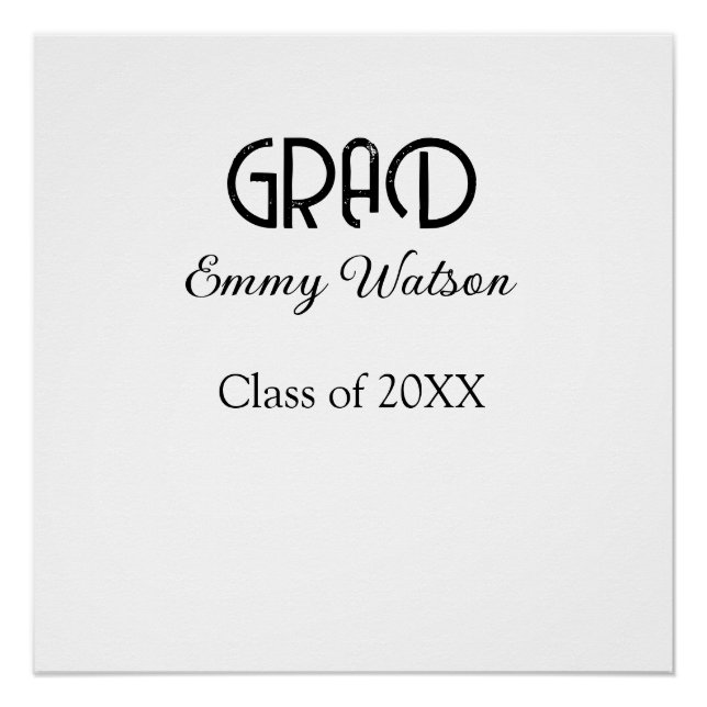 Grad bold letter graduation name class of 20XX sim Poster (Vorderseite)