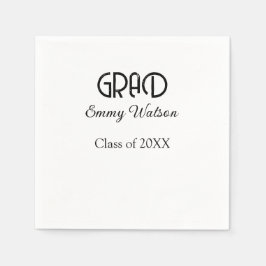 Grad bold letter graduation name class of 20XX sim Serviette