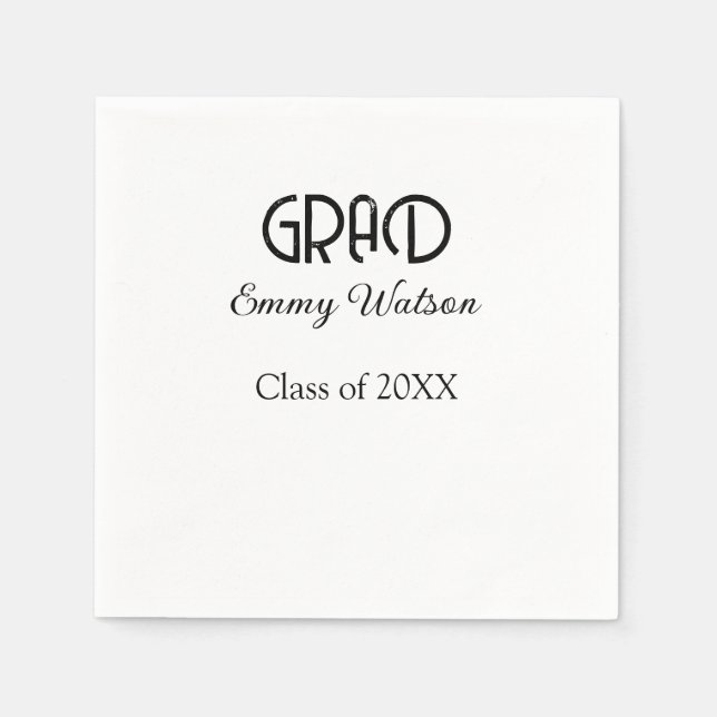 Grad bold letter graduation name class of 20XX sim Serviette (Vorderseite)