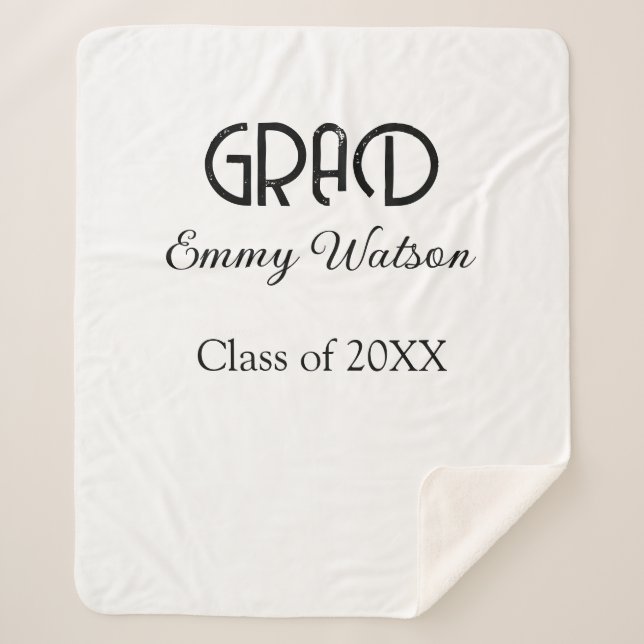 Grad bold letter graduation name class of 20XX sim Sherpadecke (Vorderseite)