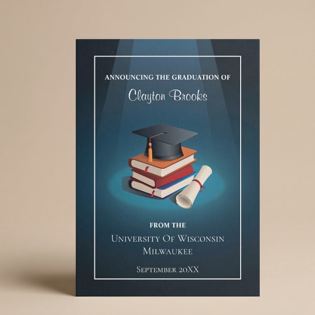 Grad Cap and Books Abschluss Ankündigung (Von Creator hochgeladen)