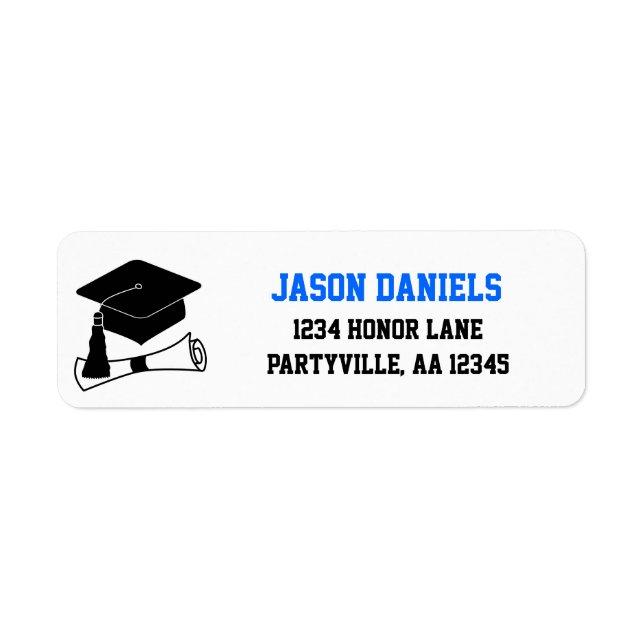 Grad Cap Black und Blue Abschluss-Adresse (Vorne)