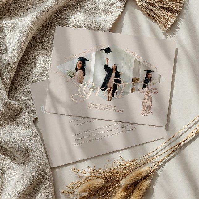 Grad Cap Bow & Tassel Ankündigung von Fotokollagen (Grad Cap Bow & Tassel Photo Collage Announcement)