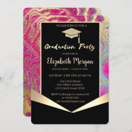 Grad Cap, Confetti farbenfroher Marmormarmor Absch Einladung