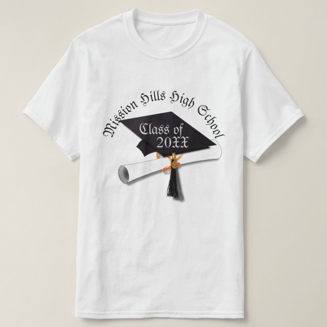 Grad Cap Diploma Abschluss T - Shirt (Design vorne)