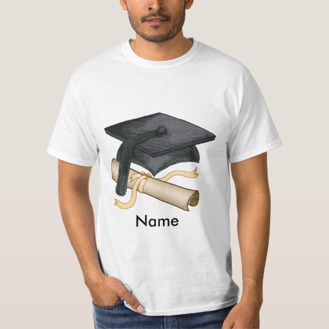 Grad Cap Diploma Brauch T-Shirt (Vorderseite)
