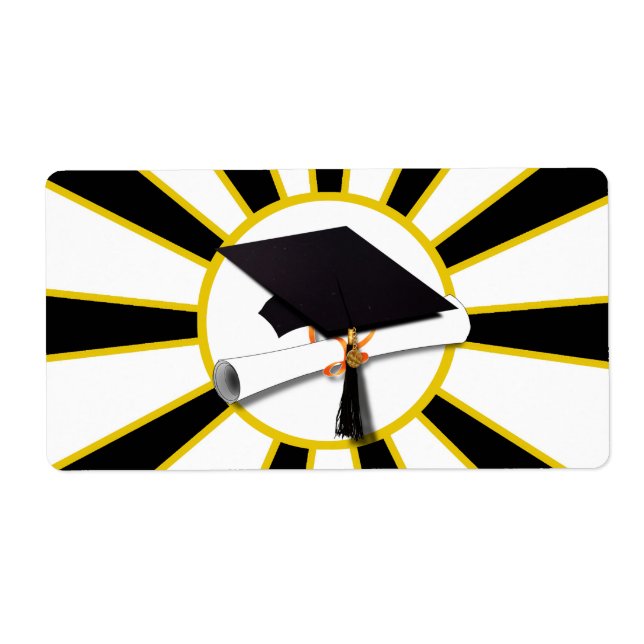 Grad Cap & Diploma mit Schwarz/Gold-Farben (Vorne)