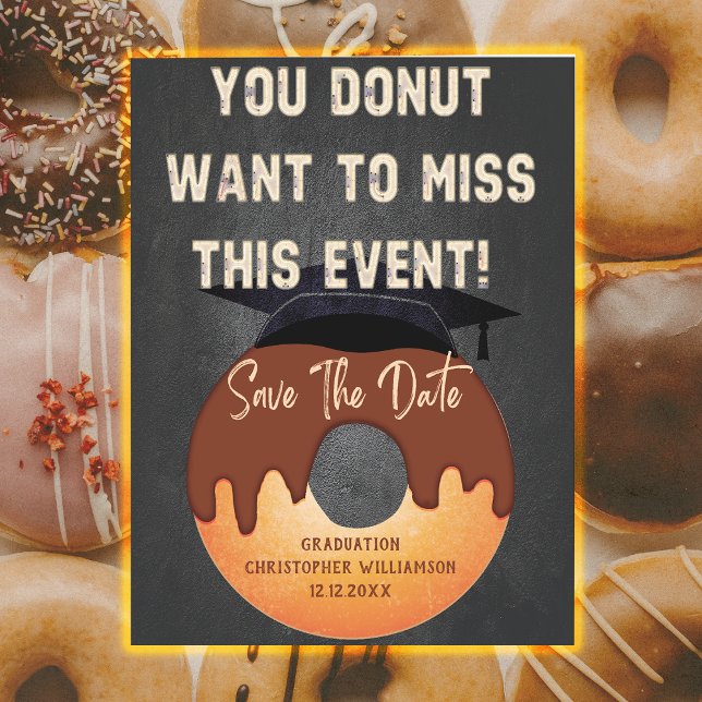 Grad Cap Donut Abschluss Save the Date Postkarte (Von Creator hochgeladen)