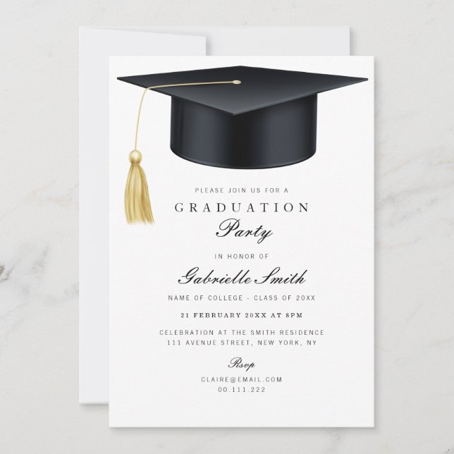 Grad cap modern graduation ceremony einladung (Vorderseite)