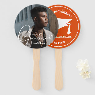 Grad Cap Modernes Graduate Foto Orange Fächer