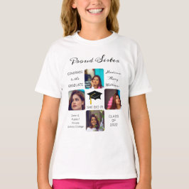 Grad Cap Multiple Foto Grad Keepake Proud Sister T-Shirt