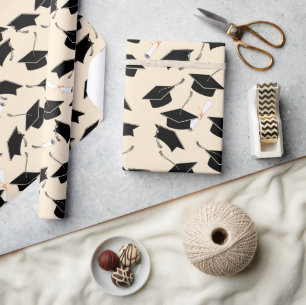Grad Cap Pattern Abschluss Geschenkpapier
