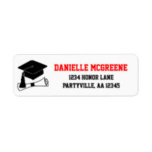 Grad Cap Red und Black Abschluss-Adresse