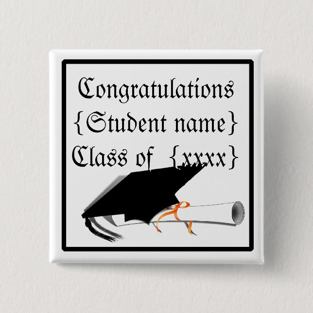 Grad Cap Tilt mit Schulfarben Button (Vorderseite)